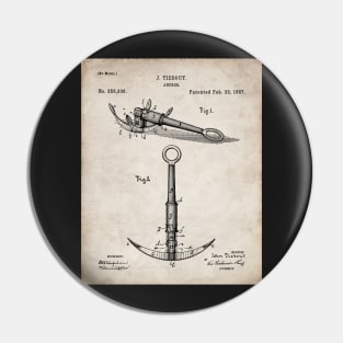 Boat Anchor Patent - Sailing Sailor Lake House Art - Antique Pin