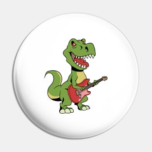 Cartoon TREX plays electric guitar Pin