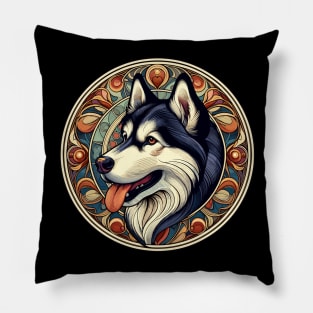 Husky Dog Lovers Art Nouveau Style - Siberian Husky Pillow