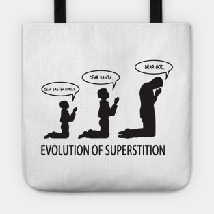 Superstition Evolution Mens Funny Atheist T Shirts Tote