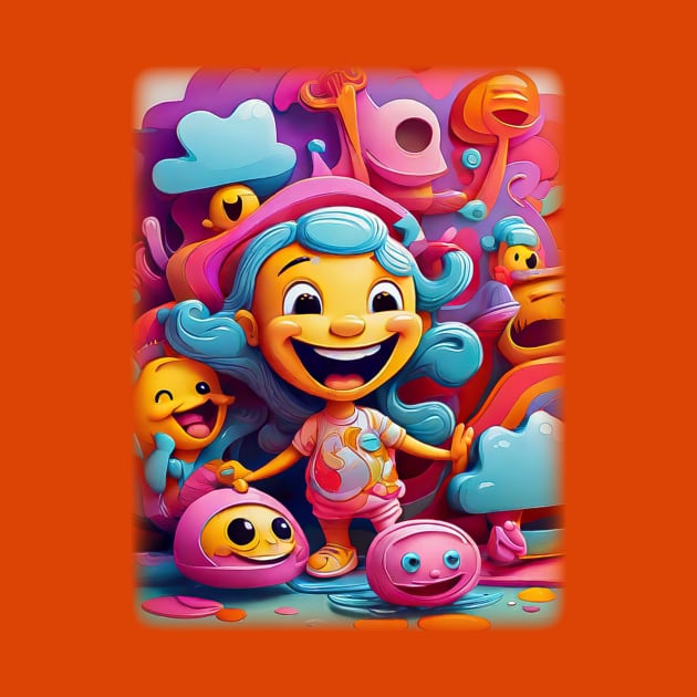 Happy Dance in Psychedelic Land: A Girl & Her Emoji Chums Blast Off! by Artified Studio