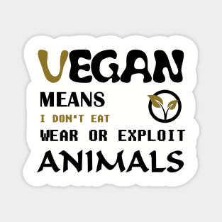 Vegan means i do not eat wear ore exploit animals Magnet