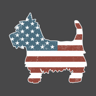 Vintage Patriot Westie Dog Westie Silhouette T-Shirt