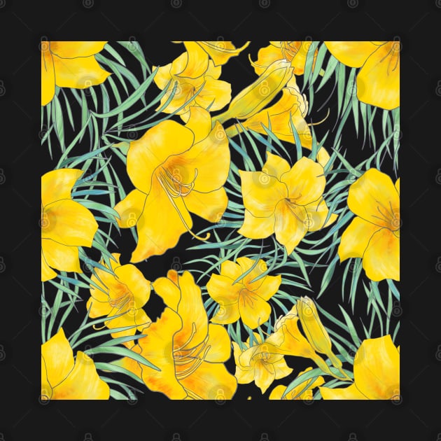 Stella D'Oro Daylily floral pattern by andreeadumez