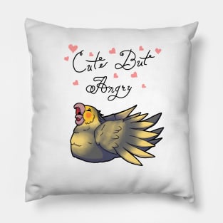 Cute But Angry (Grey and yellow tiel) Pillow