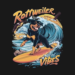Paws and Waves Rottweiler Surfing Adventure T-Shirt
