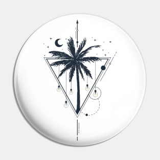 Palms With Lightbulb. Geometric Style Pin