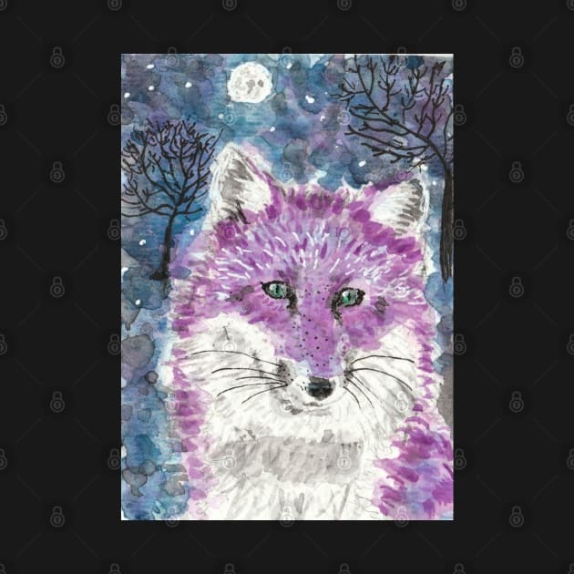 purple fox  moon art by SamsArtworks