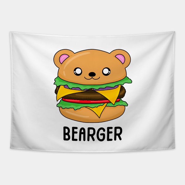 Kawaii Bearger | Bear Cheeseburger Tapestry by Side Quest Studios