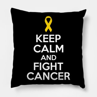 Keep Calm and Fight Cancer - Gold Ribbon Pillow