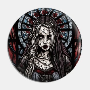 Stained Glass Zombie Girl Villager Pin