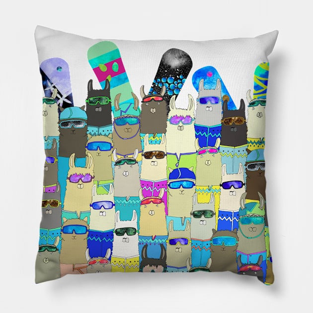 Snow? No Prob-llama Alpaca My Board! Pillow by AmayaBrydon