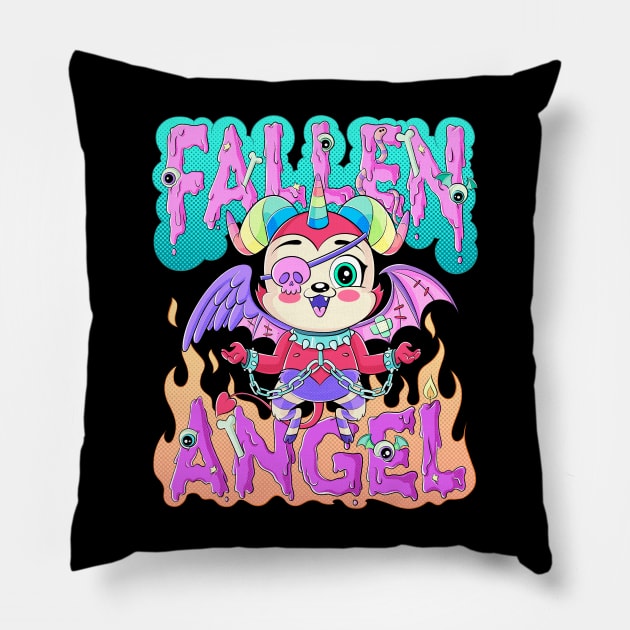 Kawaii Belial Demon The Fallen Angel Pastel Goth Harajuku Pillow by Juandamurai