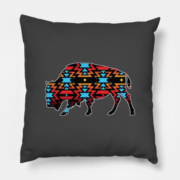 Bison Pattern - 7 Pillow by Brightfeather