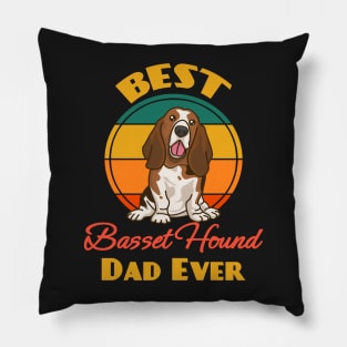 Best Basset Hound Dad Ever Fathers Day Dog puppy Lover Cute Sunser Retro Funny Pillow