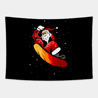 Santa Claus on ice skiboard Tapestry