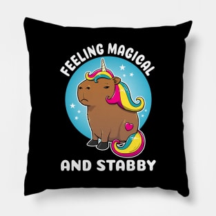 Feeling magical and stabby Cartoon Capybara Unicorn Pillow