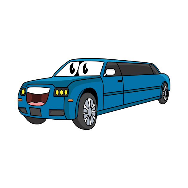 Cute happy blue Limousine cartoon car by Cartoons of fun