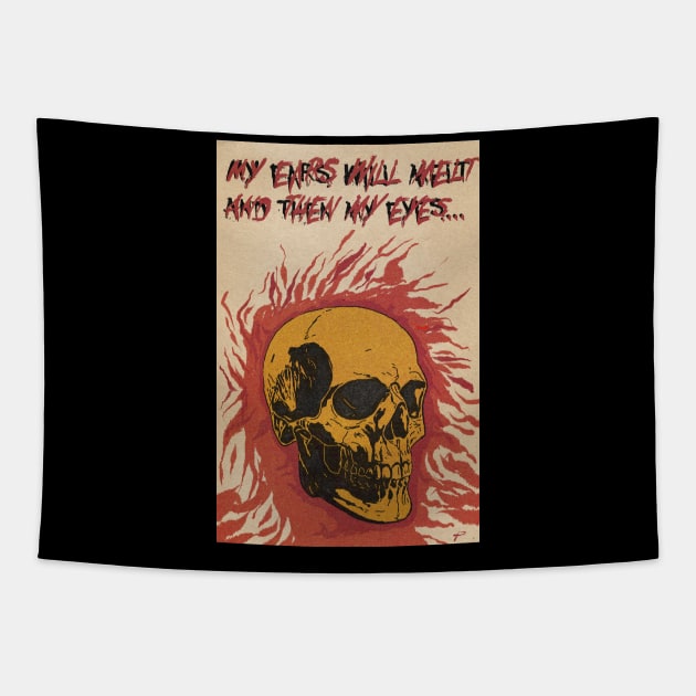 Skull on Flame Tapestry by IcarusPoe