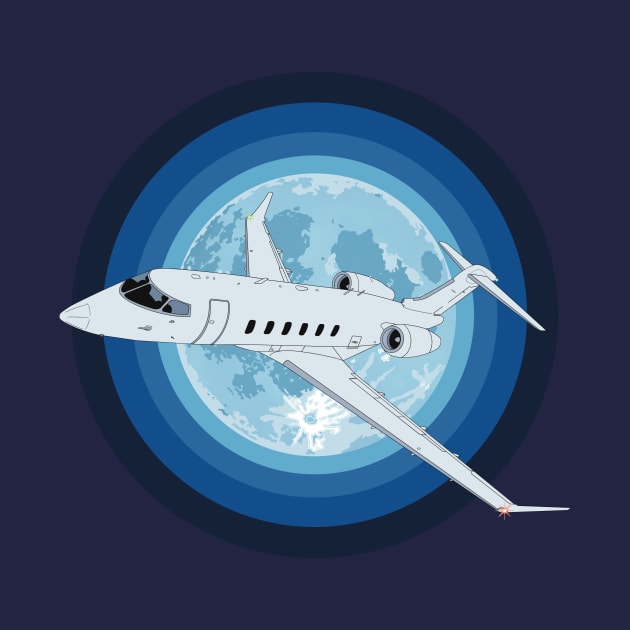 Bombardier Challenger 350 Jet Full Moon Aviation Design by Kassi Skye