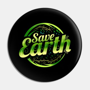 Logo Save Earth With Green Plants Asian Style For Earth Day Pin