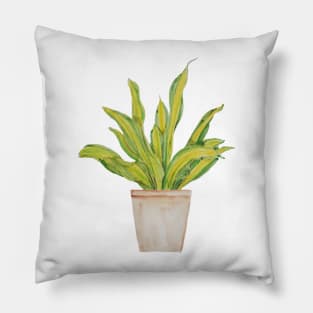 green indoor plant in brown pot watercolor 2 Pillow