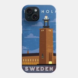 Stockholm, Sweden. Retro travel poster Phone Case