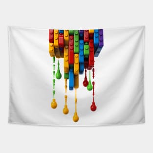 Rainbow drip bricks Tapestry