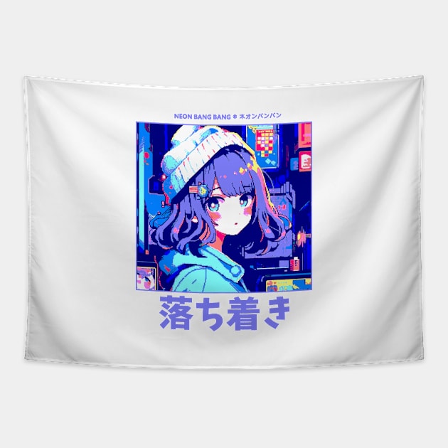 Y2K Aesthetic Harajuku Anime Girl Tapestry by Neon Bang Bang