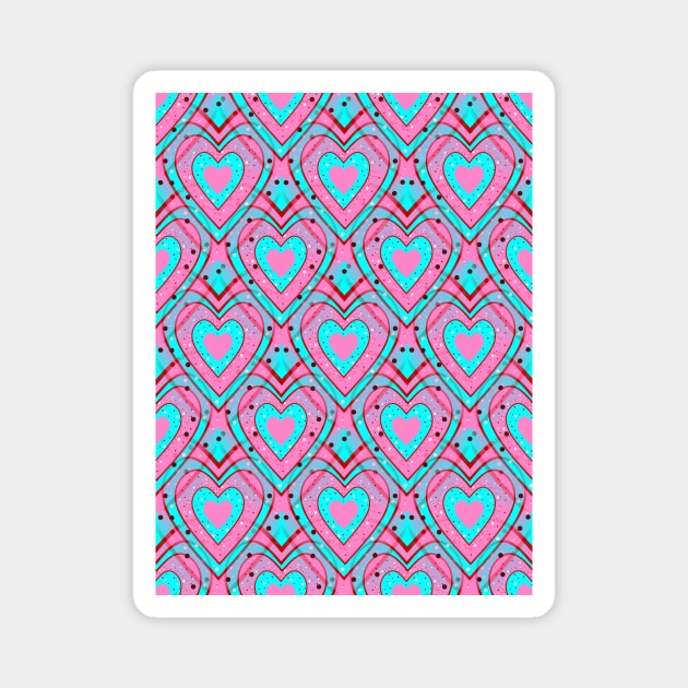 BLUE Pink Happy Valentines Day Hearts Magnet by SartorisArt1