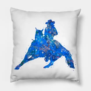 Barrel racing rider blue art Pillow