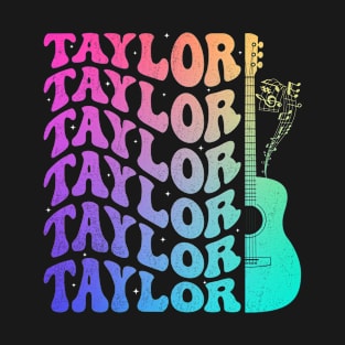 Taylor First Name I Love Taylor Girl Groovy Retro Tie Dye T-Shirt