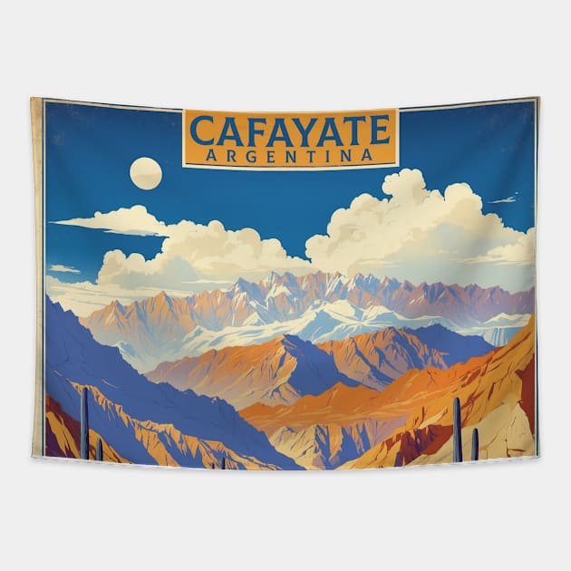 Cafayate Argentina Vintage Tourism Poster Tapestry by TravelersGems