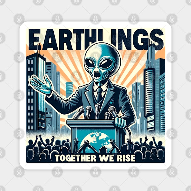 Earthlings Collection - Together We Rise Magnet by Doming_Designs