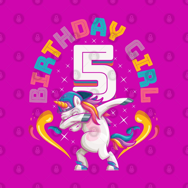 Dabbing Unicorn Birthday Girl 5 Years Old by aneisha