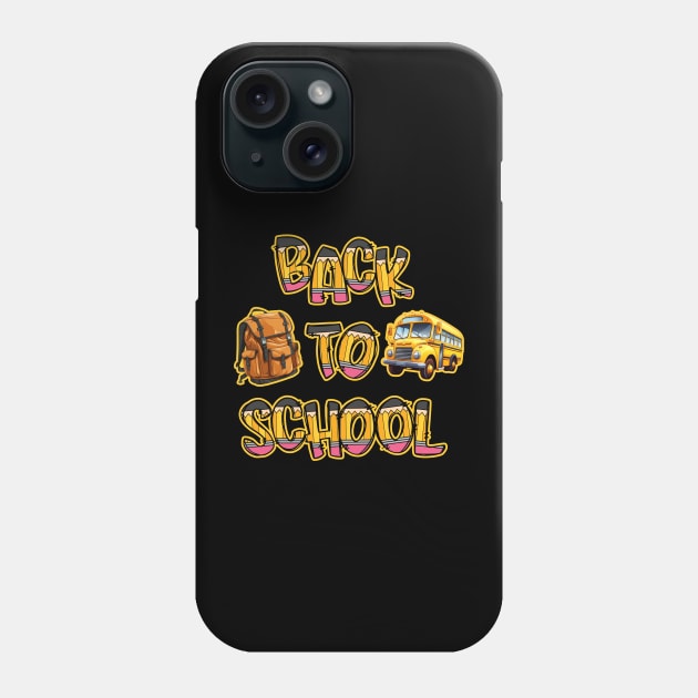 Back to School Bus and Backpack in Pencils Phone Case by DanielLiamGill