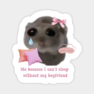 Sad hamster Me because i can't sleep with my boyfriend Magnet