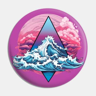 Vaporwave Wave Triangle Clouds Pin