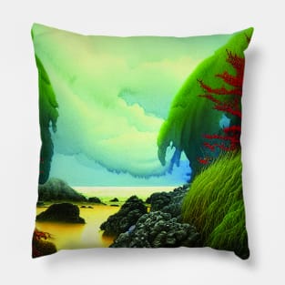 Green Jungle In The Sea Pillow