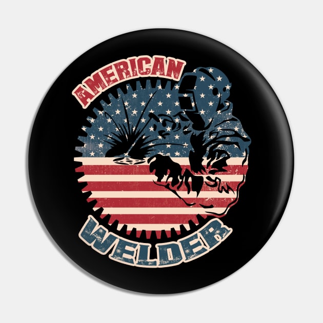 Welder American Flag USA Patriotic Welder Gift Pin by Happy Shirt