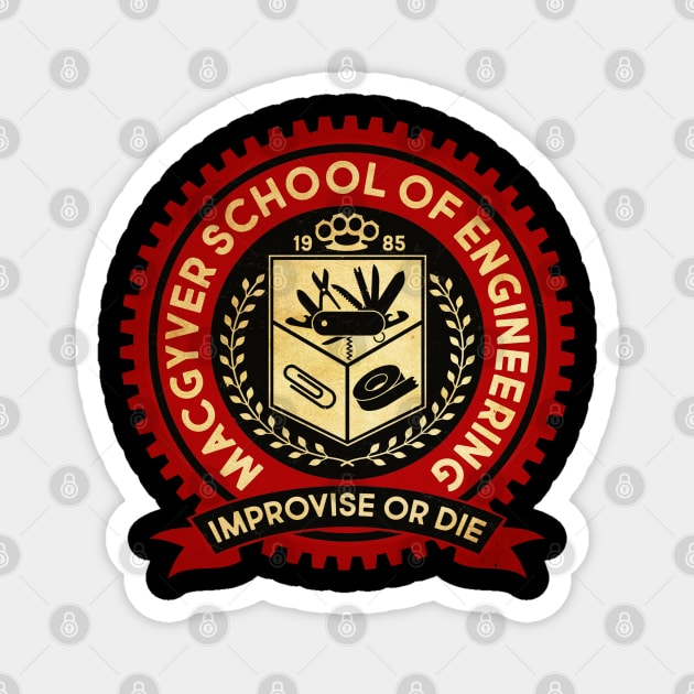 MacGyver School Of engineering Vintage Magnet by Kerambawesi