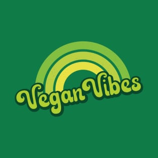 Vegan Vibes Retro Rainbow Green T-Shirt