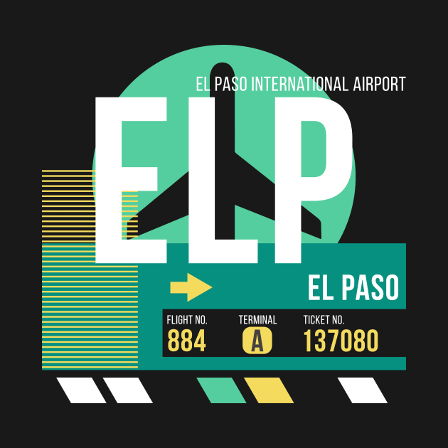 El Paso (ELP) Airport // Retro Sunset Baggage Tag by Now Boarding