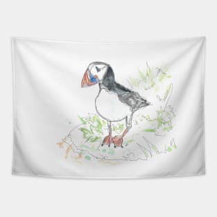 Puffin line drawing Tapestry