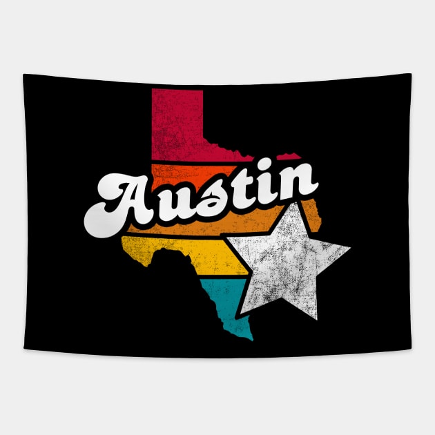 Austin Texas Vintage Distressed Souvenir Tapestry by NickDezArts