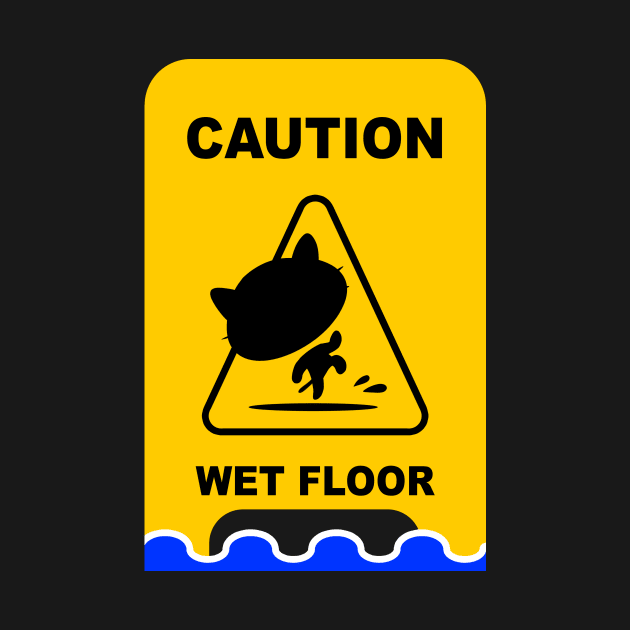 Caution Wet Floor Sign Cat Version by escic