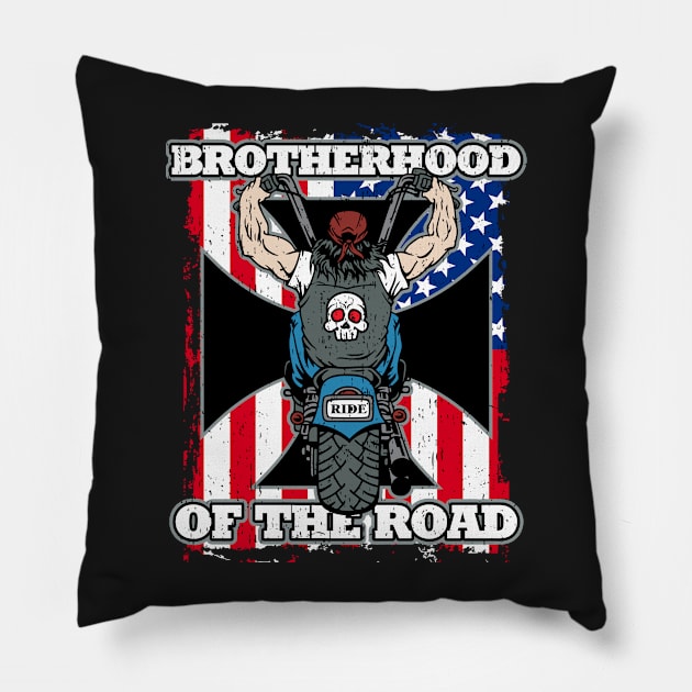 Brotherhood of the Road Biker Flag Pillow by EPDROCKS