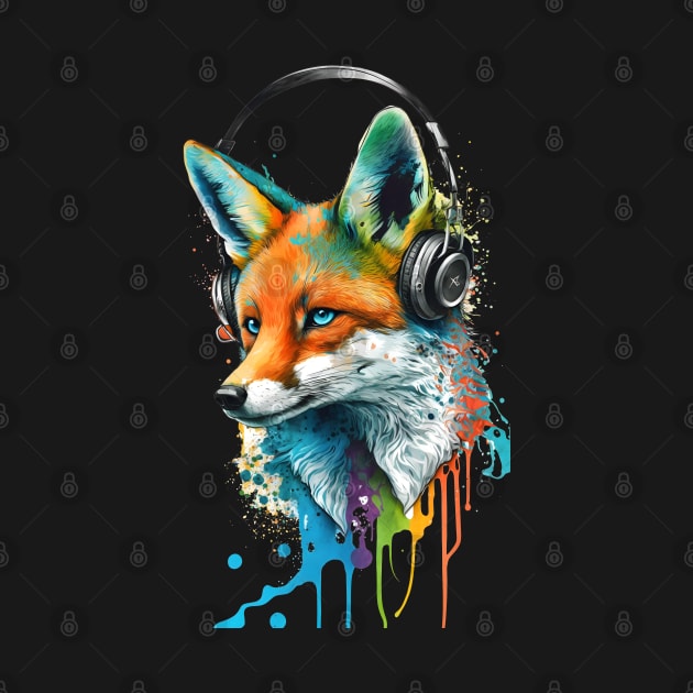 Fox Painting with Headphones by ArtisticCorner