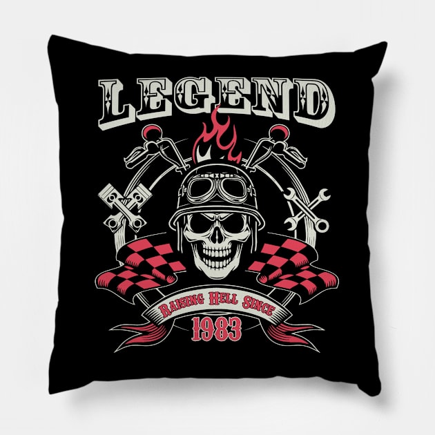 40th Birthday - Legend Raising Hell Since 1983 Pillow by Kudostees