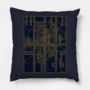 Winnipeg, Canada City Map Typography - Gold Art Deco Pillow